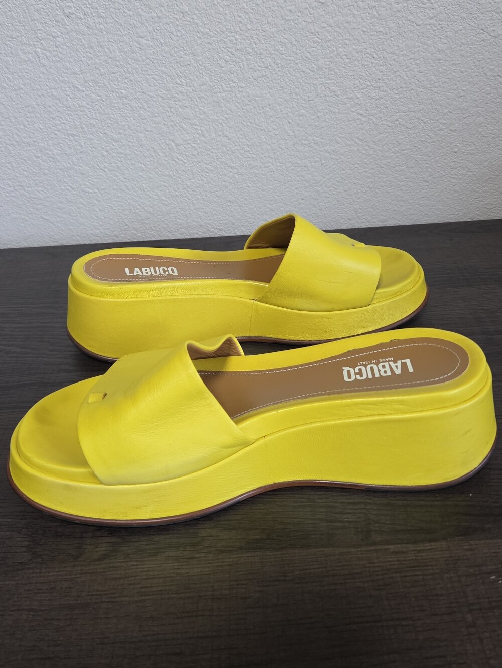 Labucq Solar Slide Sandals - Bright Yellow Platform 2.5 Inch Sandals
